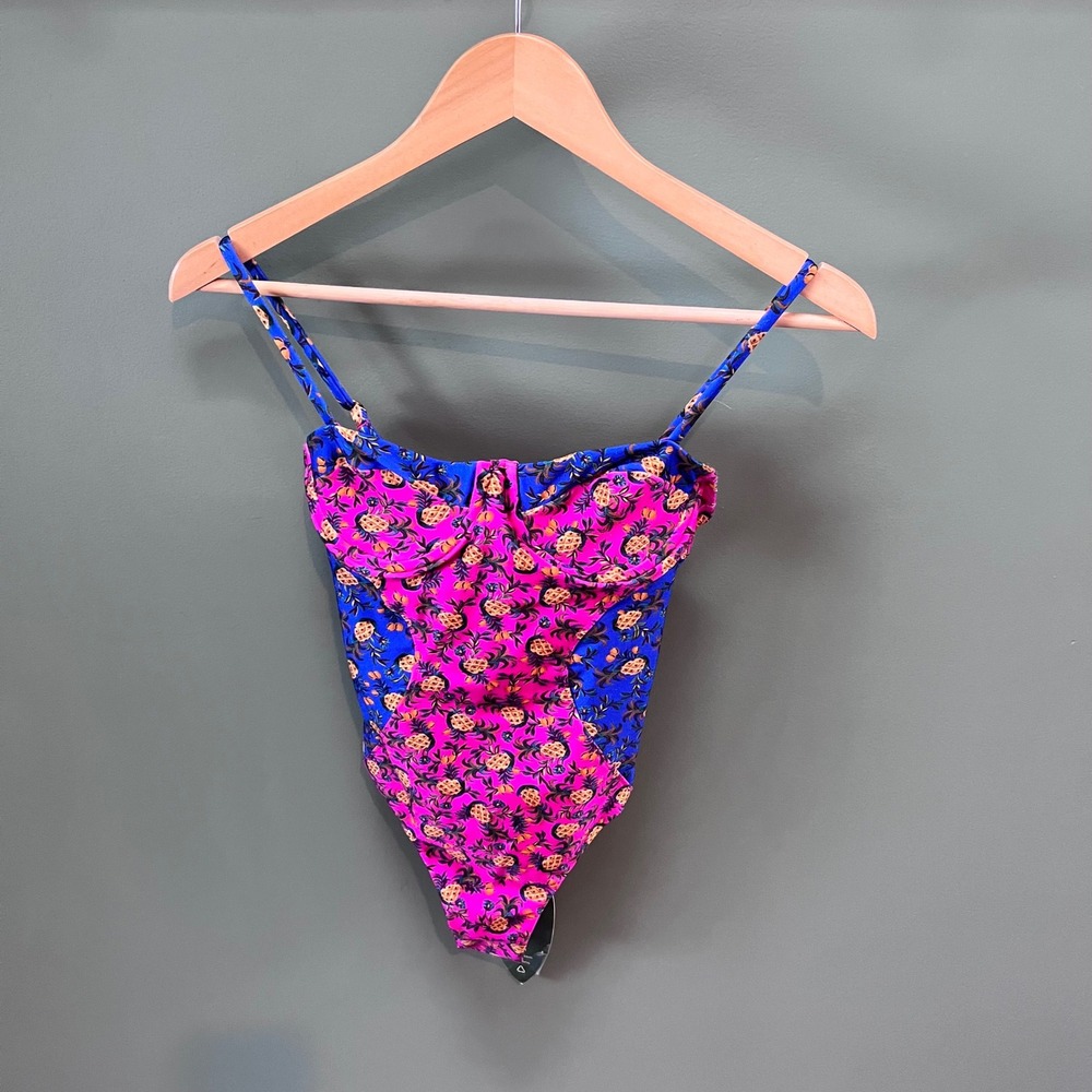 FARM Rio‎ Fruit Dots One Piece Swimsuit XS Pink Blue Pineapple Tropical NWT